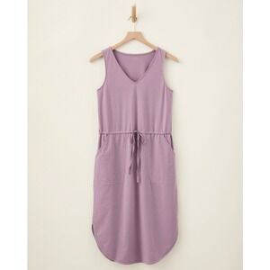 Garnet Hill Lilac Recycled Easy Knit Tank Dress Sleeveless Drawstring Womens XL